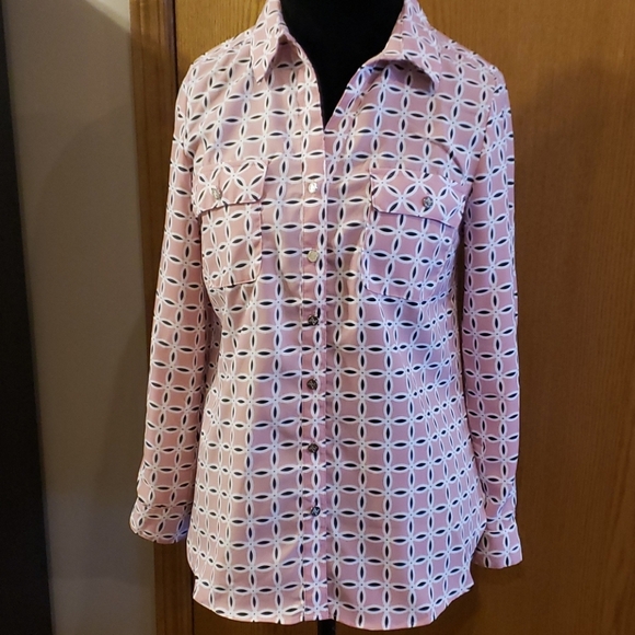 Adrienne vittadini light pink pattern button up - Picture 2 of 7